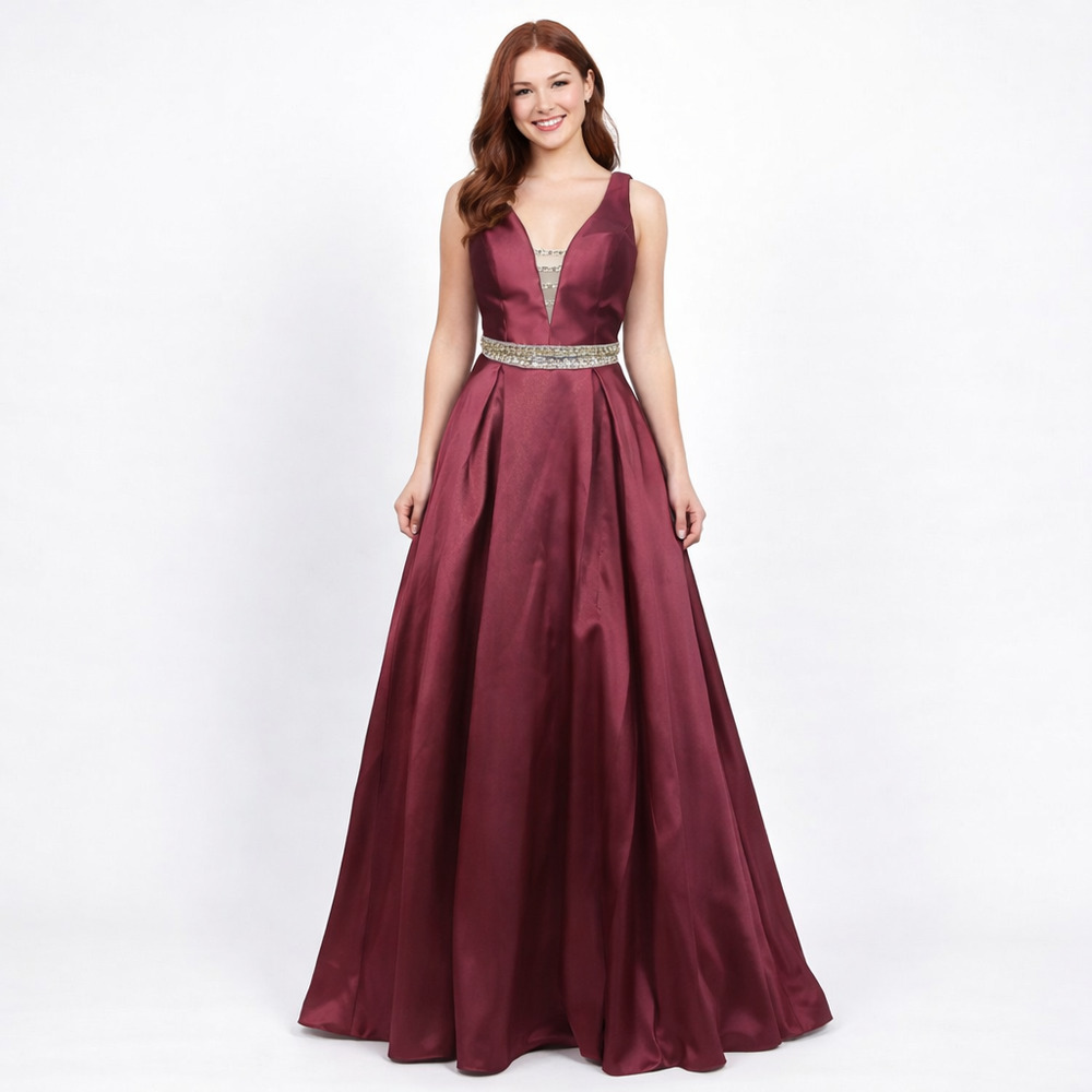 Prom Dress 2 piece Formal Evening Gown Size 6 Wine Wedding Party Pageant Dress